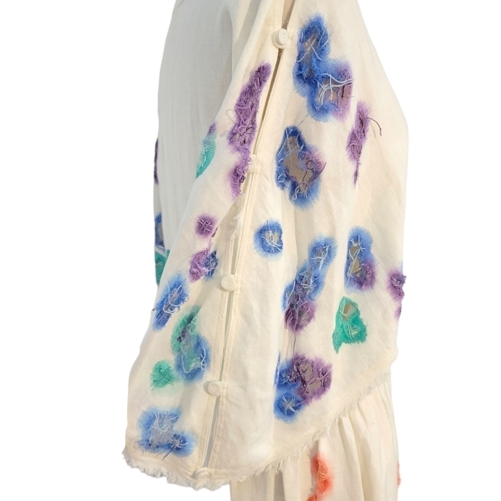 Fendi White Linen Cutout Detail Watercolor Embroidered Dress - Picture 4 of 10